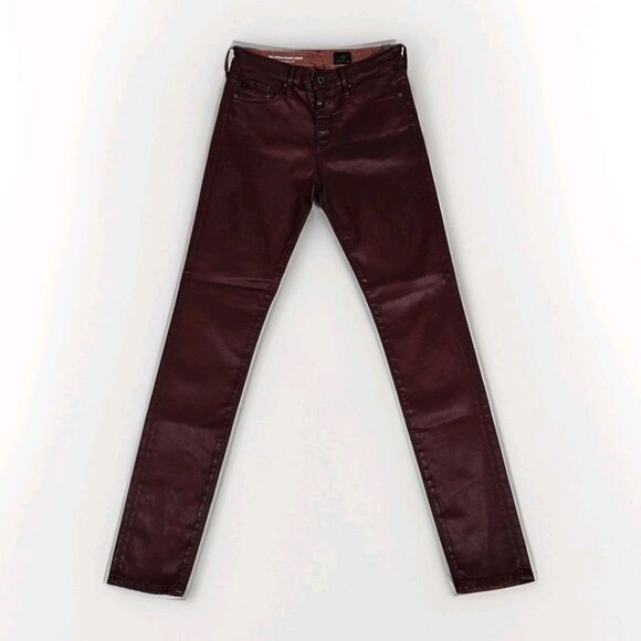 AG Adriano Goldschmied The Farrah Skinny Ankle Burgundy Coated Jeans Size 27R - Picture 4 of 11